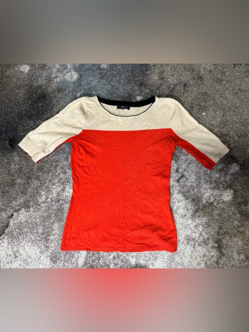 Mexx Cream and Black Colorblock Knit Top